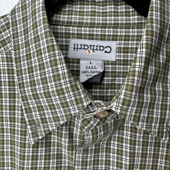 Rare Carhartt Upside down Tag Large Tall Green Button-down - Picture 6 of 7